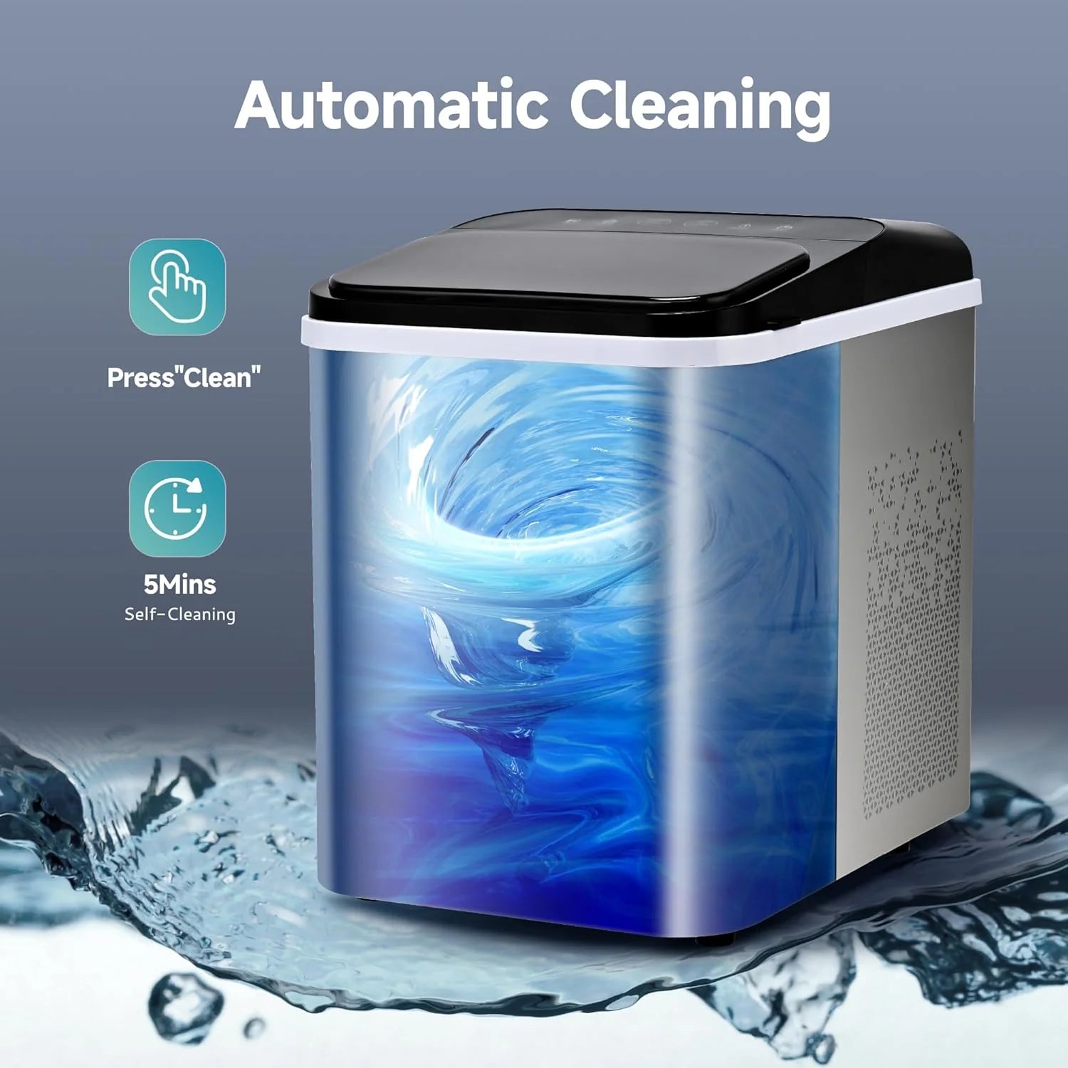 Fabricante de Hielo en Piezas EUHOMY para Mostrador – Listo en 8 Minutos, 16 kg/24H, Autolimpiante, Máquina de Hielo Portátil con Pala y Cubeta, Hielo Sonic Comestible para Casa, Fiestas, Camping o Caravana