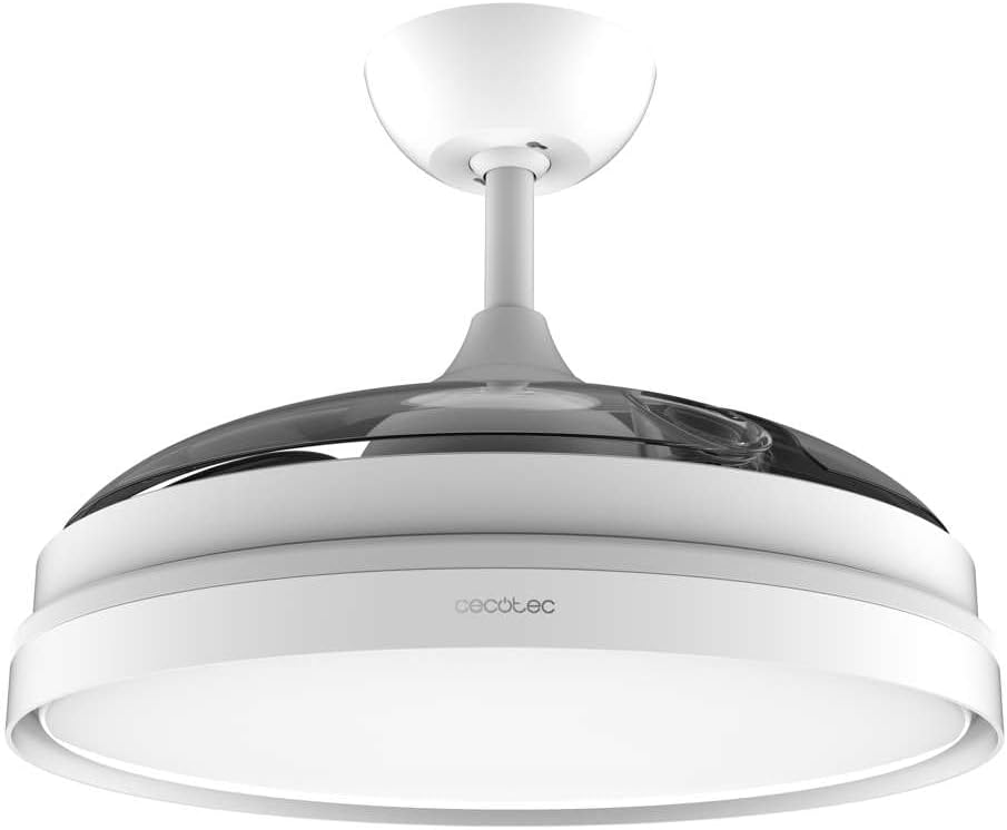 Ventilador de Techo Cecotec con Aspas Retráctiles y Lámpara Invisible EnergySilence Aero 4280 de Acero, 40 W, Diámetro 42 Pulgadas (106 cm), Temporizador, 3 Tonos de Luz, Función Verano-Invierno