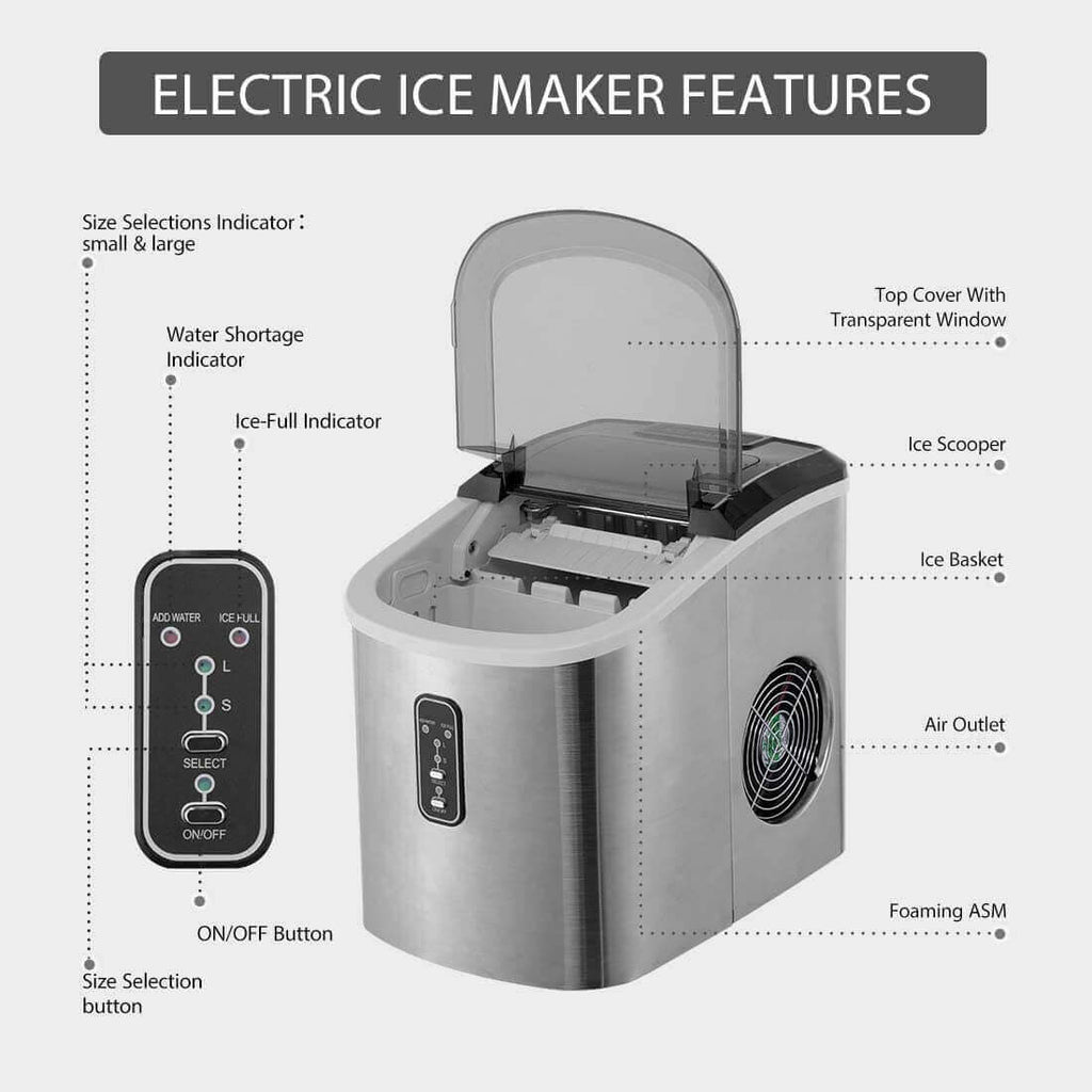 2025 Máquina Automática de Hielo en Forma de Bala de Acero Inoxidable – Producción de 26 lbs/día