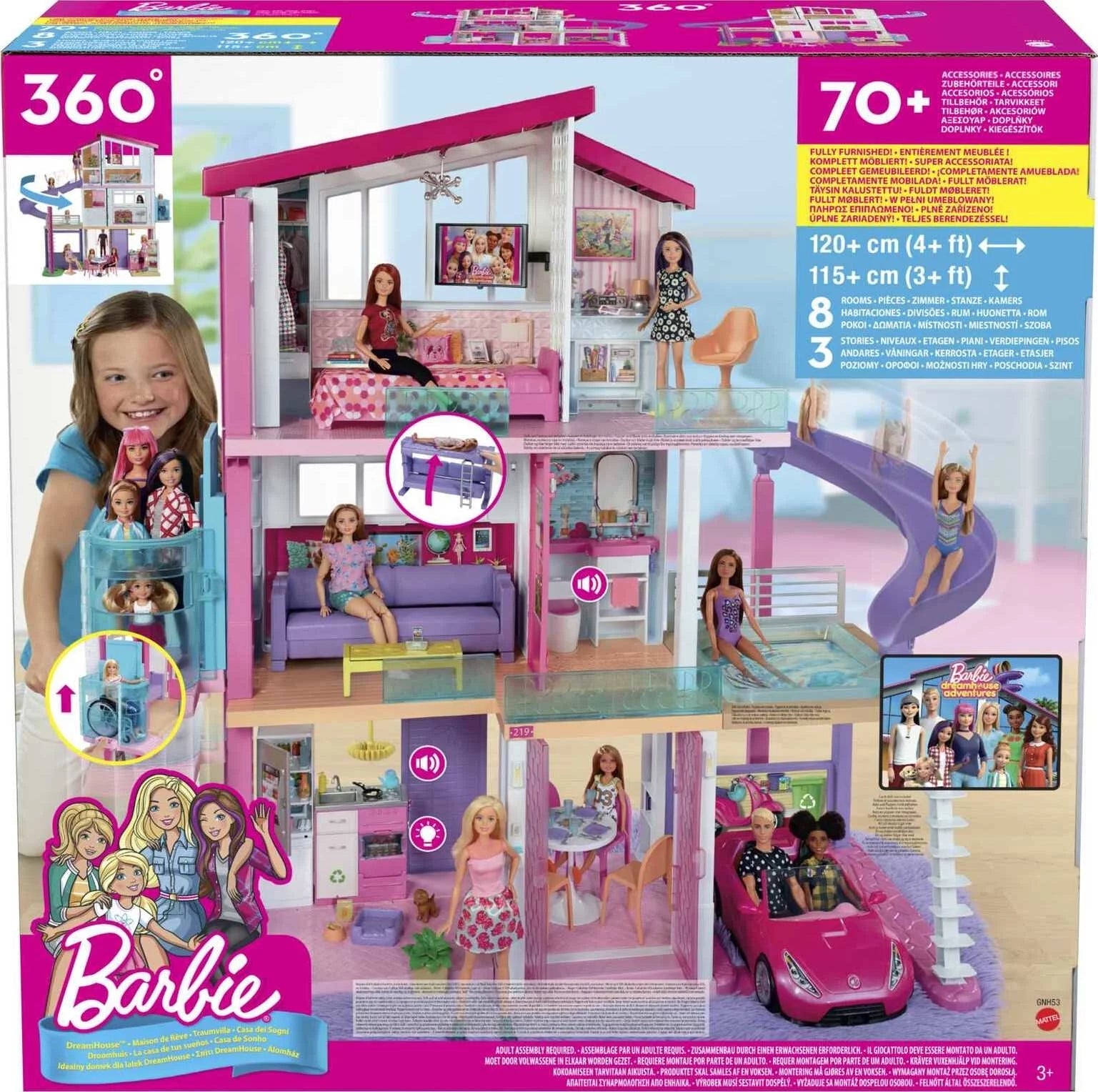 Casa de Muñecas Barbie DreamHouse con más de 70 Accesorios, Elevador Funcional, Luces y Sonidos