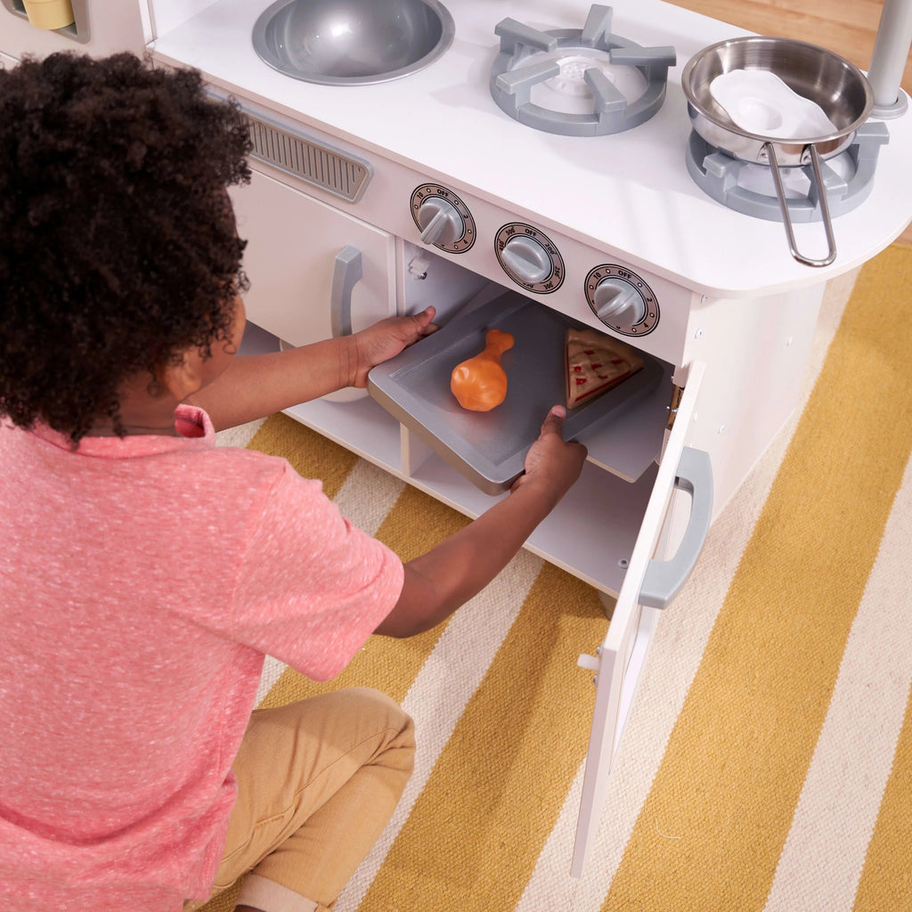 2025 Cocina de Juguete de Madera Vintage KidKraft Blanca con Fabricador de Hielo y Teléfono de Juguete