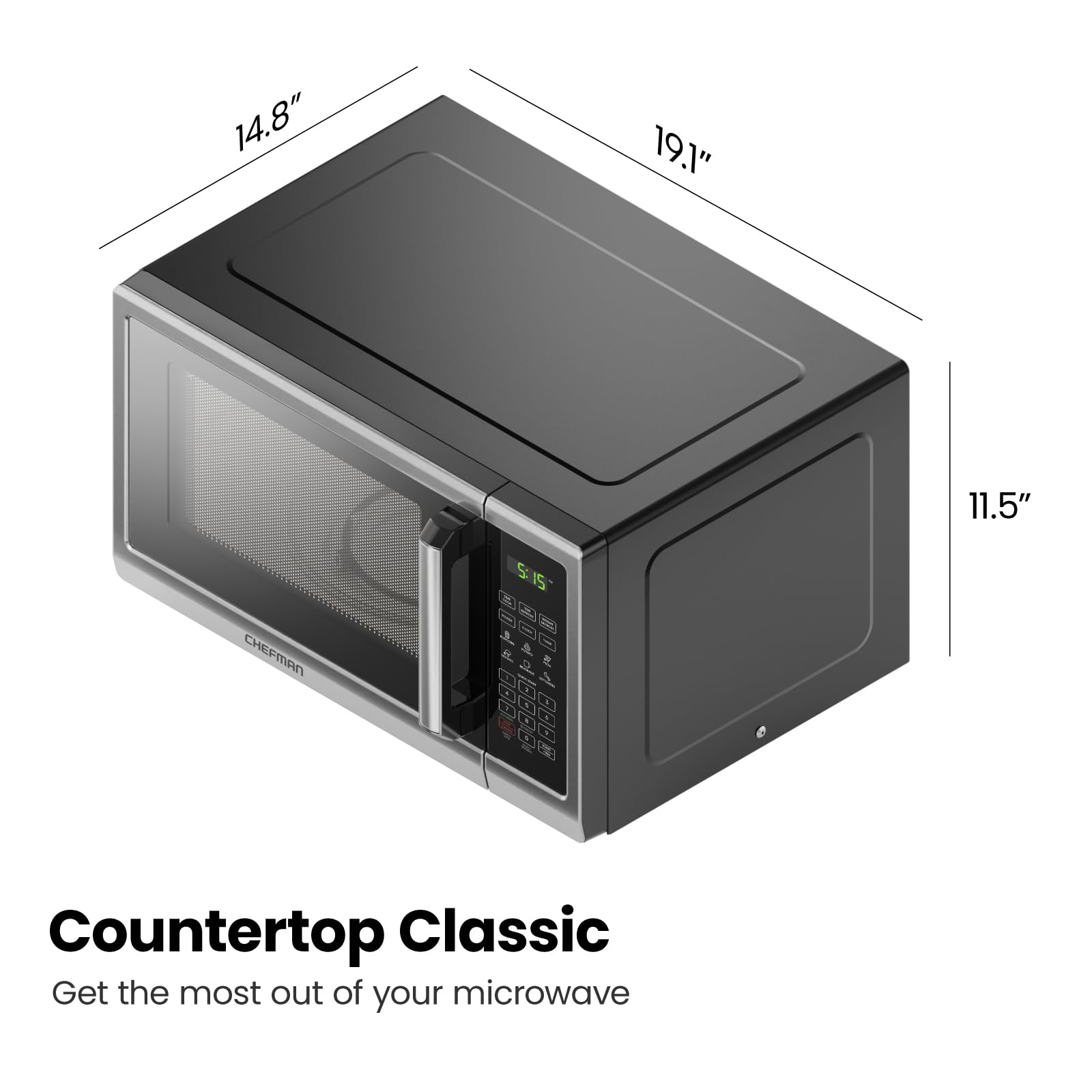 2025 Microondas de Encimera Chefman Essentials de Acero Inoxidable