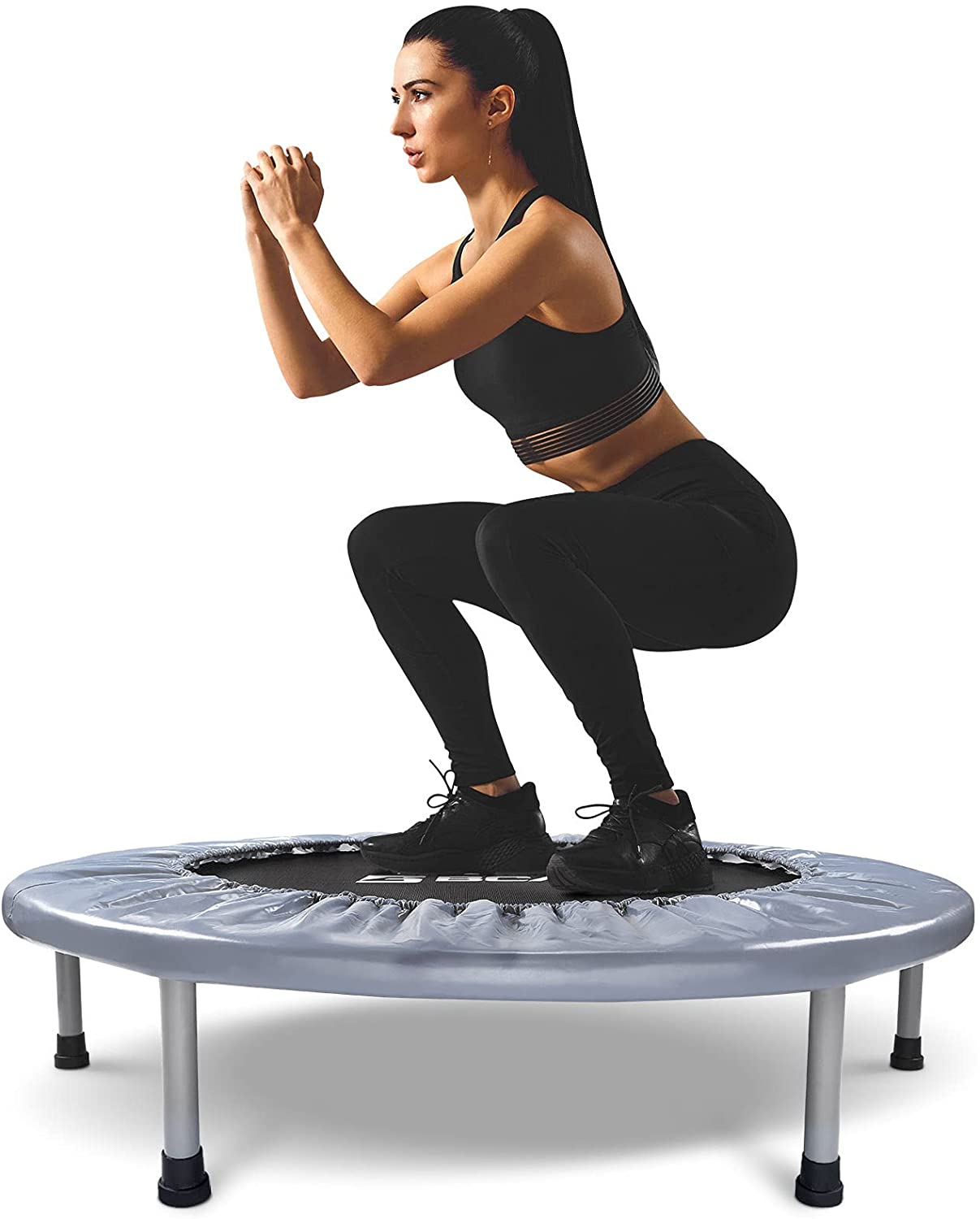 BCAN Trampolín Plegable de 38" para Ejercicio, Carga Máxima 300 lbs