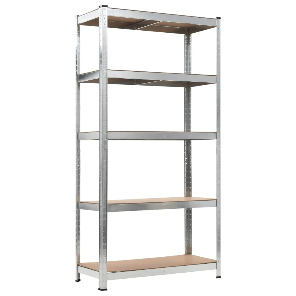 2025 Conjunto de 2 Estanterías de Almacenamiento Resistentes, Metal con MDF, 90 x 40 x 180 cm, Plateado