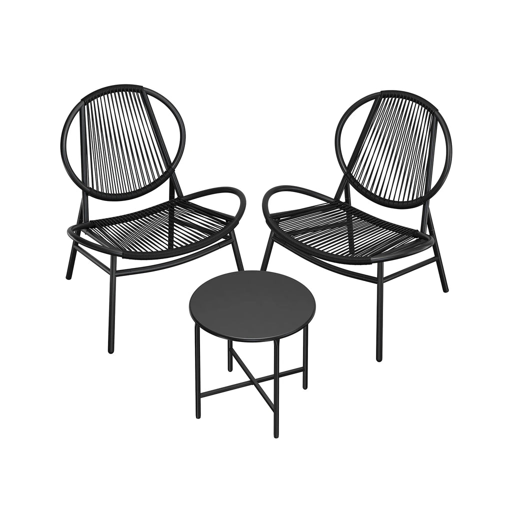 Mobiliario de balcón de 3 piezas con mesa y 2 sillas