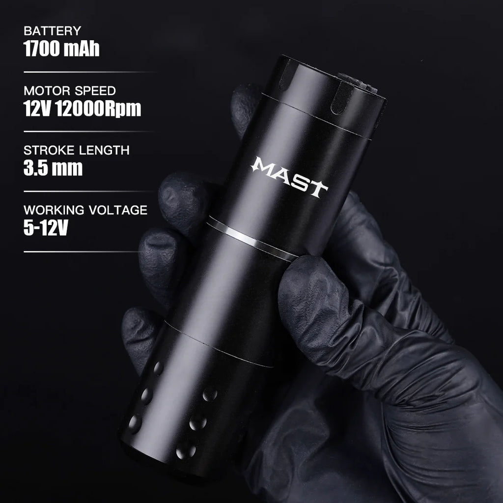 Kit de Máquina de Tatuaje Inalámbrica Mast A1 con 20 Agujas de Cartucho