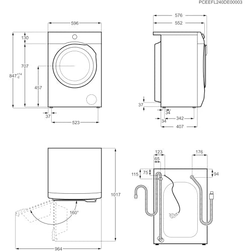 2025 AEG Lavadora Serie 7000 ProSteam: función de vapor refrescante, 9 kg, silenciosa, detección automática de carga, ahorro de agua del 20 %, función de añadir ropa, parada de agua, 1400 rpm, modelo LR7GA70490
