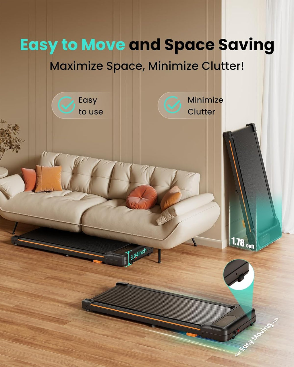2025 Cinta de correr plegable con inclinación, cinta bajo escritorio para teletrabajo, 2.5 CV, portátil, capacidad 280 lbs (127 kg), control remoto, pantalla LED