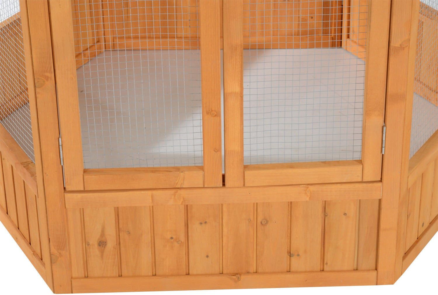 viario Hexagonal Grande de Madera para Exteriores con Techo Cubierto