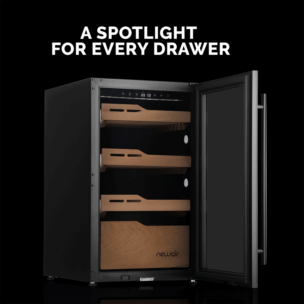 2025 Humidor eléctrico para puros Newair®, capacidad para 840 puros, empotrable