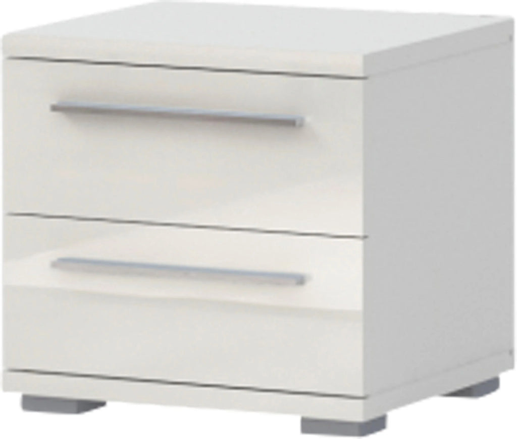 Mesita de noche Piano beige brillante con 2 cajones, 45 cm de ancho