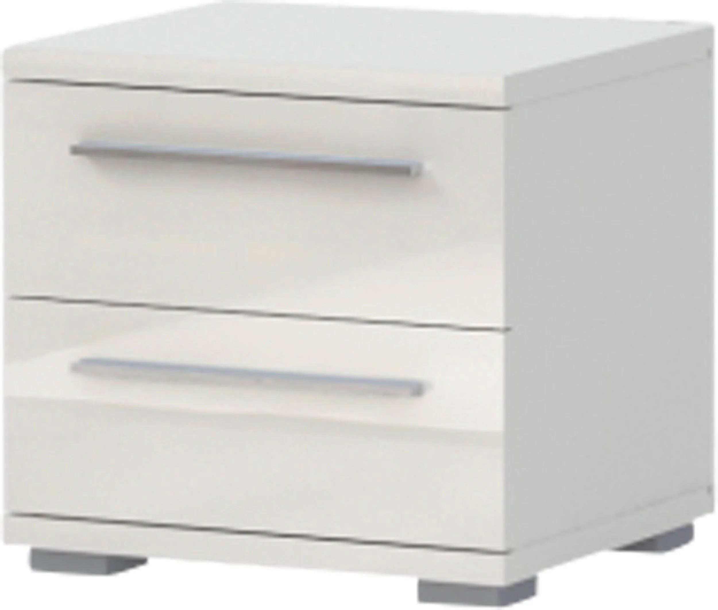 Mesita de noche Piano beige brillante con 2 cajones, 45 cm de ancho