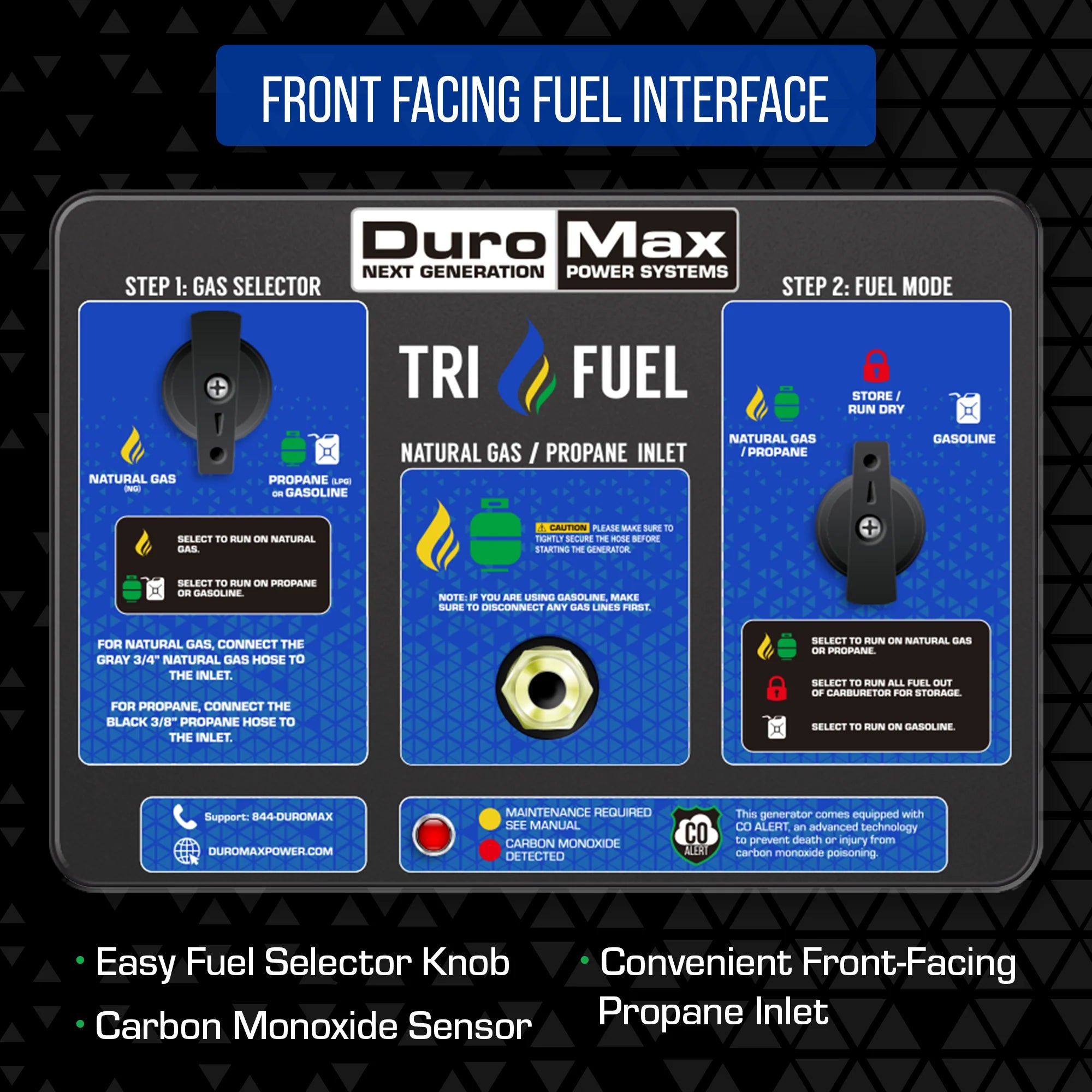 2025 Generador Portátil Trifuel 13 000 W HXT con Alerta de Monóxido de Carbono (CO)