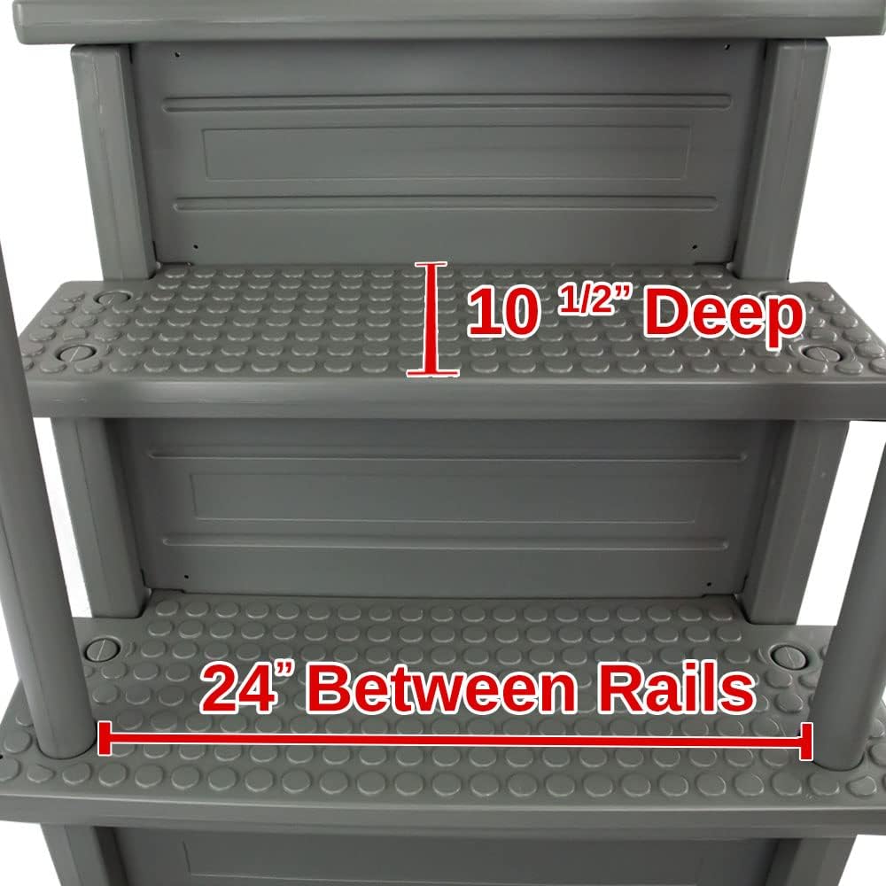 Escalones antideslizantes Aqua Select para piscinas elevadas | Azul | Para piscinas sobre tierra | Se pueden montar en terrazas de 48" a 54" de altura | Escalera de seguridad con capacidad hasta 250 lbs