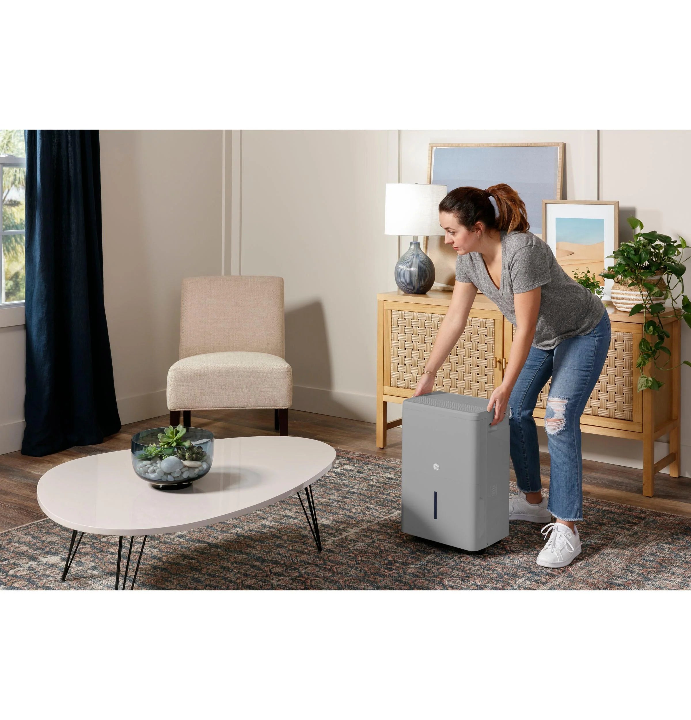 2025 GE Appliances ADHR50LB – Deshumidificador Portátil Certificado Energy Star® con Smart Dry para Espacios Húmedos