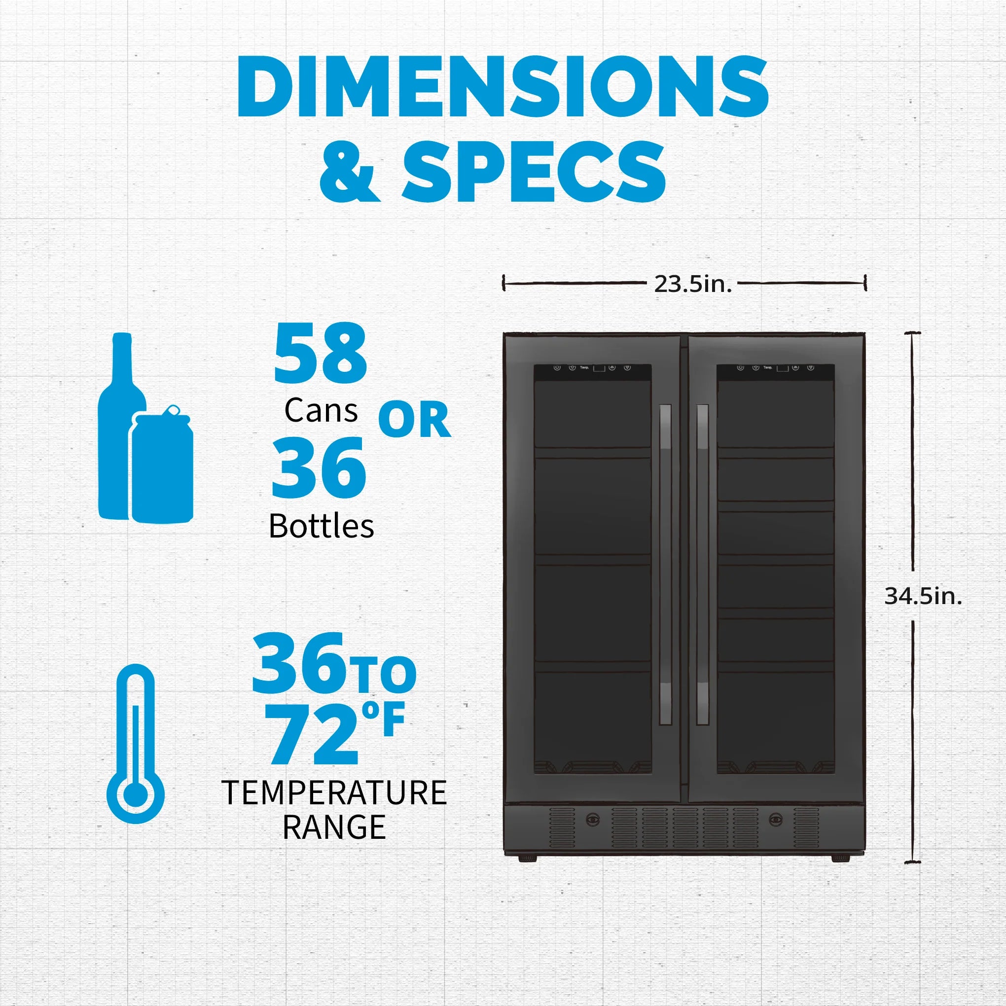 2025 Newair® Refrigerador Empotrable de Doble Zona – 60 Latas y 18 Botellas – 24"
