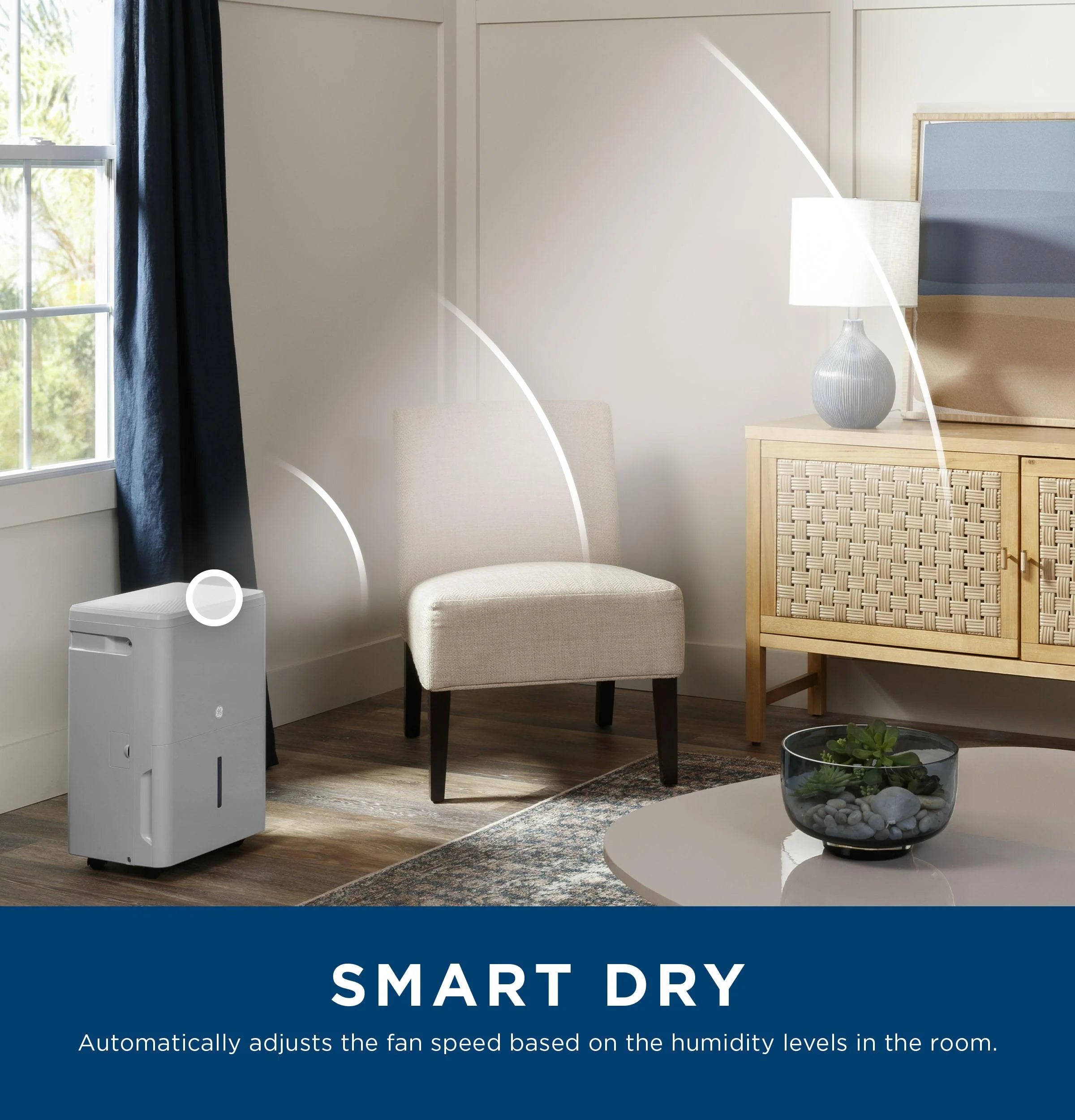 2025 GE Appliances ADHR50LB – Deshumidificador Portátil Certificado Energy Star® con Smart Dry para Espacios Húmedos