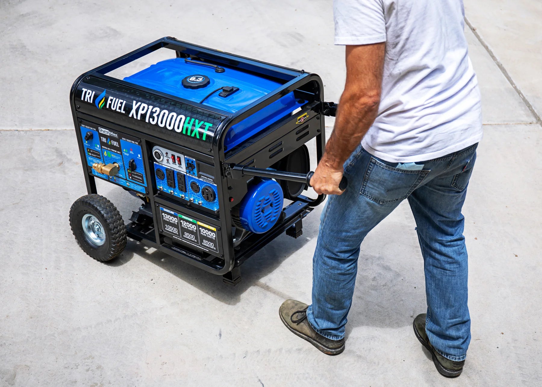 2025 Generador Portátil Trifuel 13 000 W HXT con Alerta de Monóxido de Carbono (CO)
