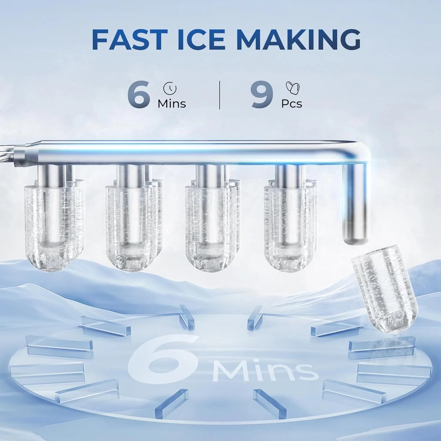 Fabricante de Hielo en Piezas EUHOMY para Mostrador – Listo en 8 Minutos, 16 kg/24H, Autolimpiante, Máquina de Hielo Portátil con Pala y Cubeta, Hielo Sonic Comestible para Casa, Fiestas, Camping o Caravana