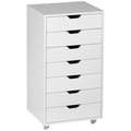 Cajonera Vertical de 7 Cajones, Mueble de Oficina Móvil con Ruedas, Blanco