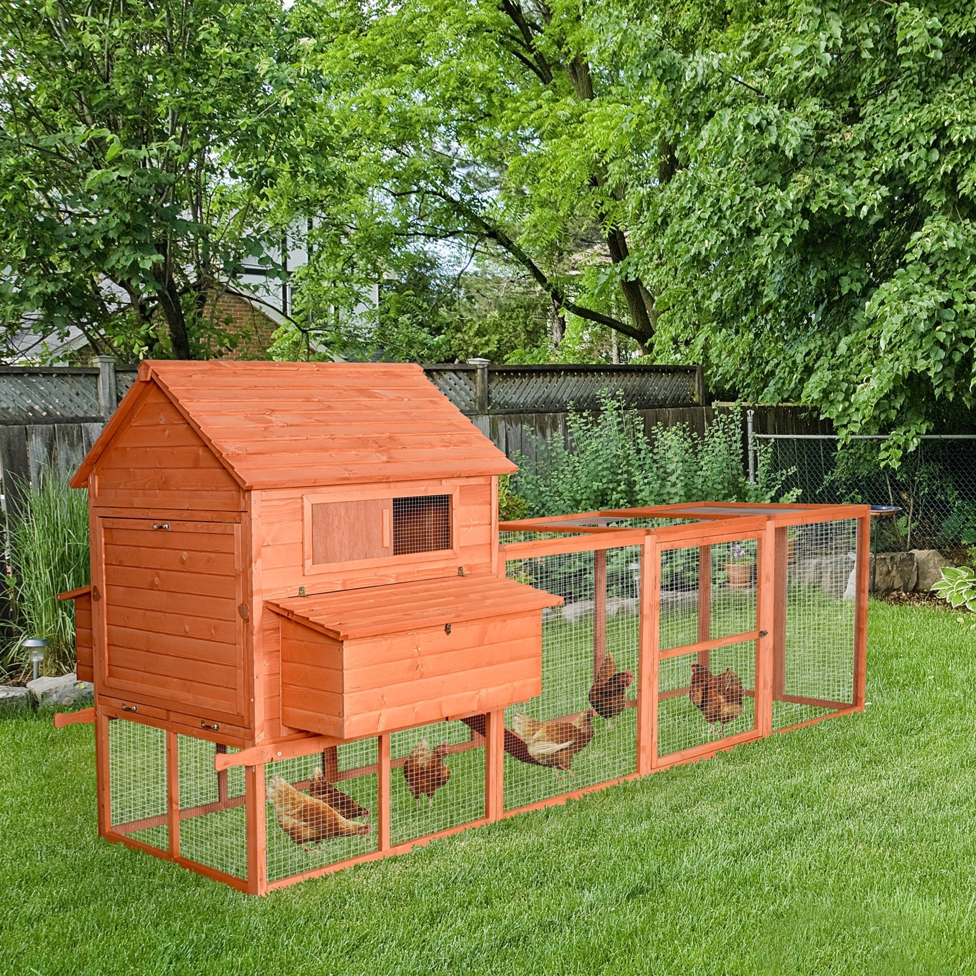 2025 Casa para Gallinas PawHut Grande con Corral, Casa para Patos, Gallinas y Aves de Corral