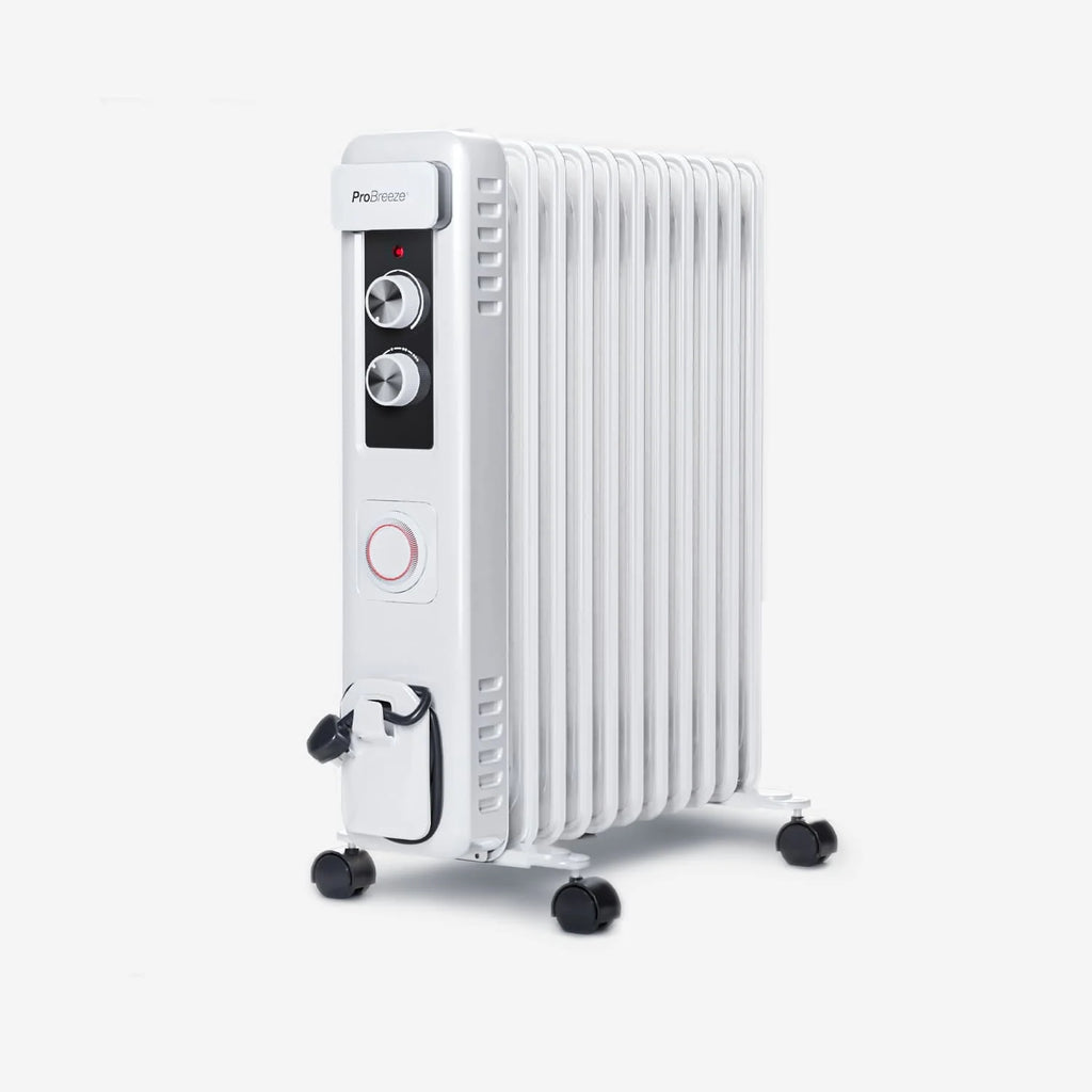 2025 Radiador de aceite 2500W, 11 aletas, con control termostático - Blanco