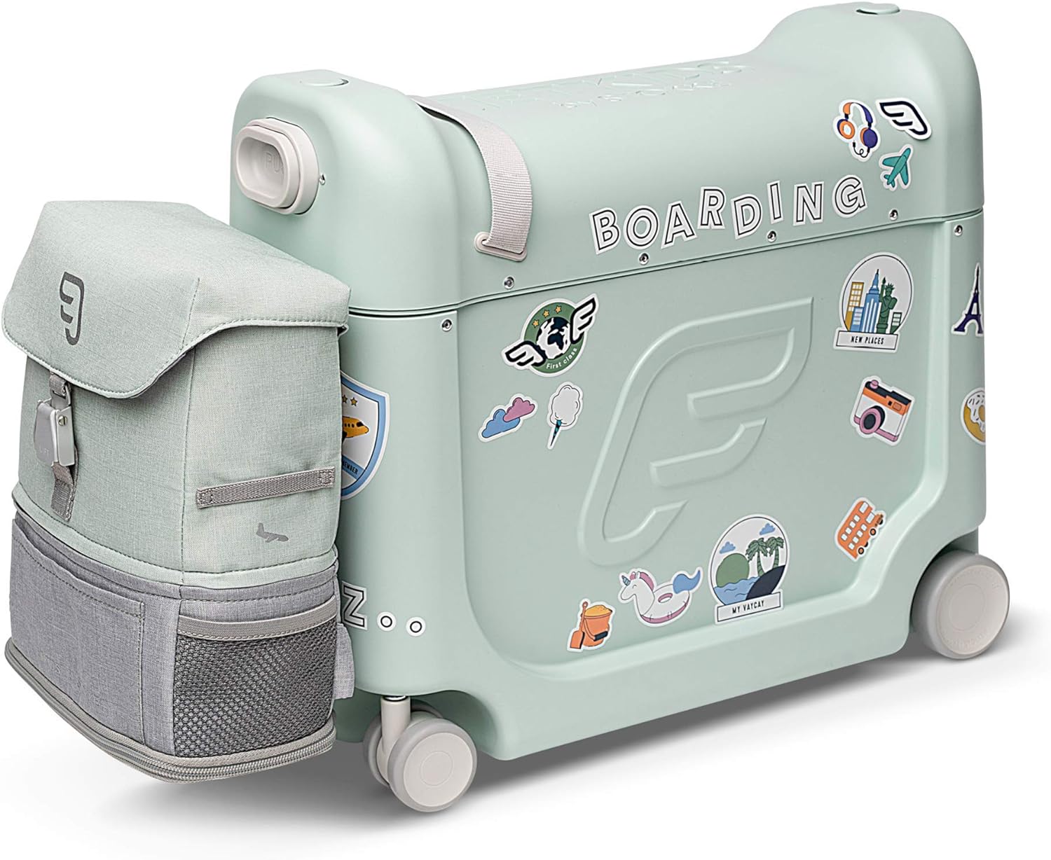JetKids by Stokke Travel Bundle – Incluye maleta infantil para montar con cama de vuelo + mochila Crew – Ideal para edades de 3 a 7 años