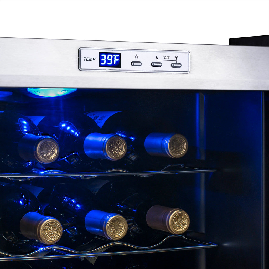 2025 Newair® Refrigerador de Vinos Independiente de Acero Inoxidable – 27 Botellas – 16,9"