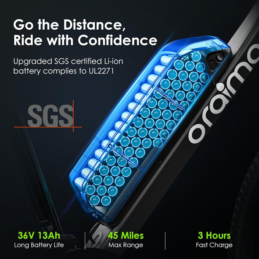 2025 Bicicleta eléctrica todoterreno para adultos Oraimo Monster 100 – Motor BAFANG 350W (pico 500W)