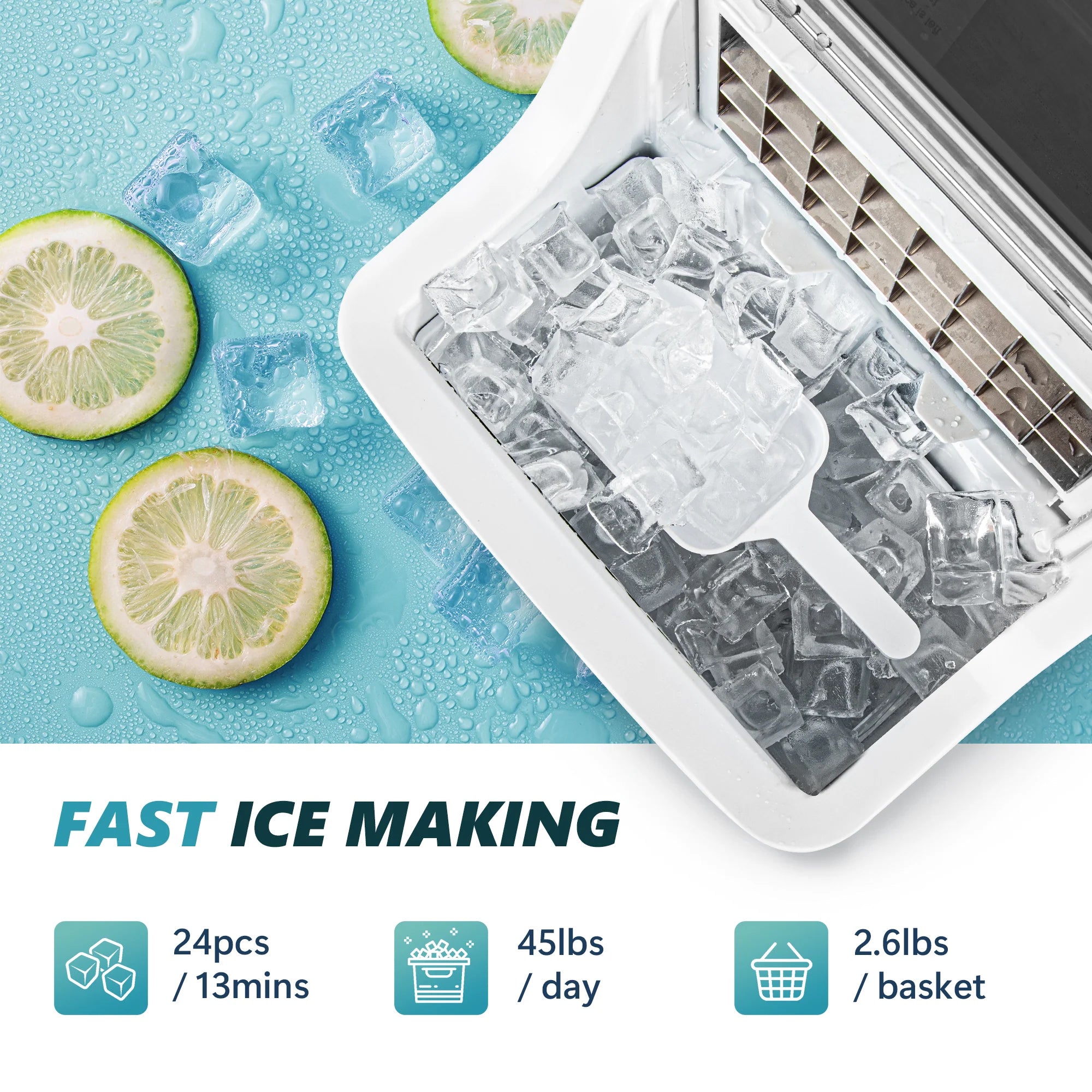 2025 Máquina de hielo compacta EUHOMY 14" Cube – Grosor de hielo ajustable con depósito de agua