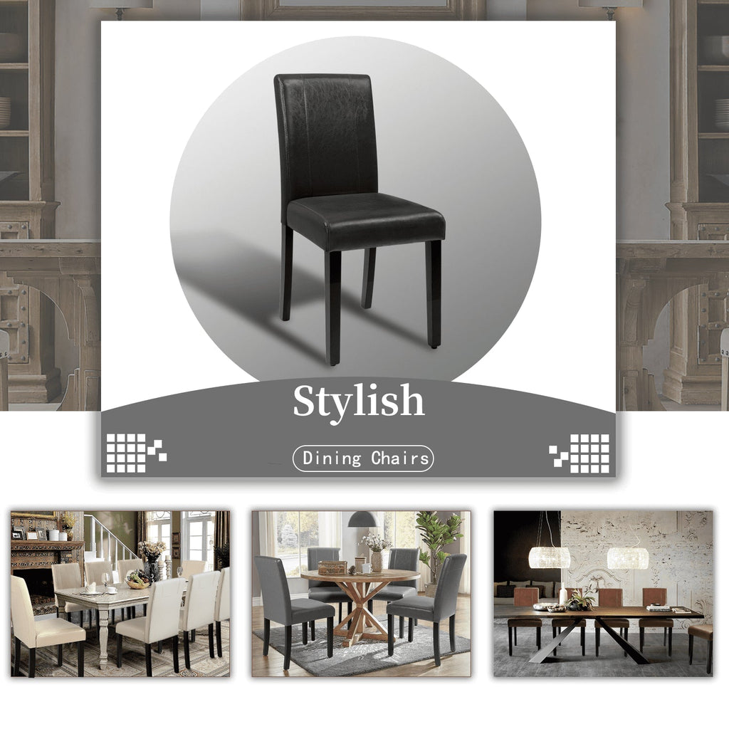 Lacoo Set de 4 Sillas de Comedor Estilo Urbano de PU con Patas de Madera, Negros