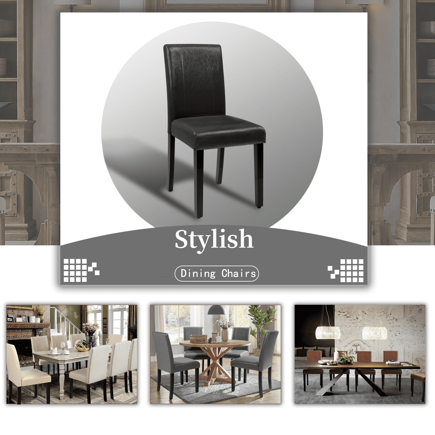 Lacoo Set de 4 Sillas de Comedor Estilo Urbano de PU con Patas de Madera, Negros