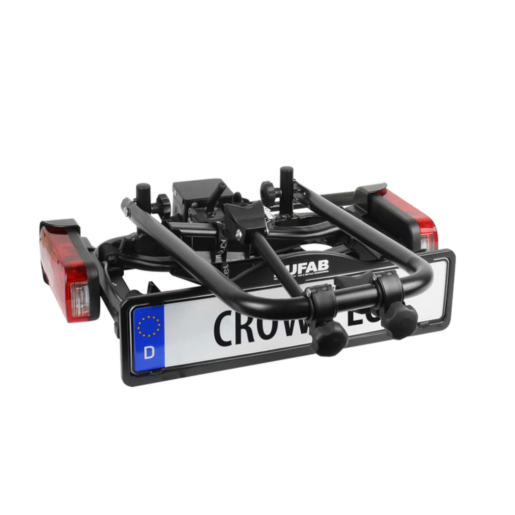 2025 EUFAB Portabicicletas para enganche – Modelo CROW PLUS – para 2 bicicletas / e-bikes hasta 50 kg, plegable