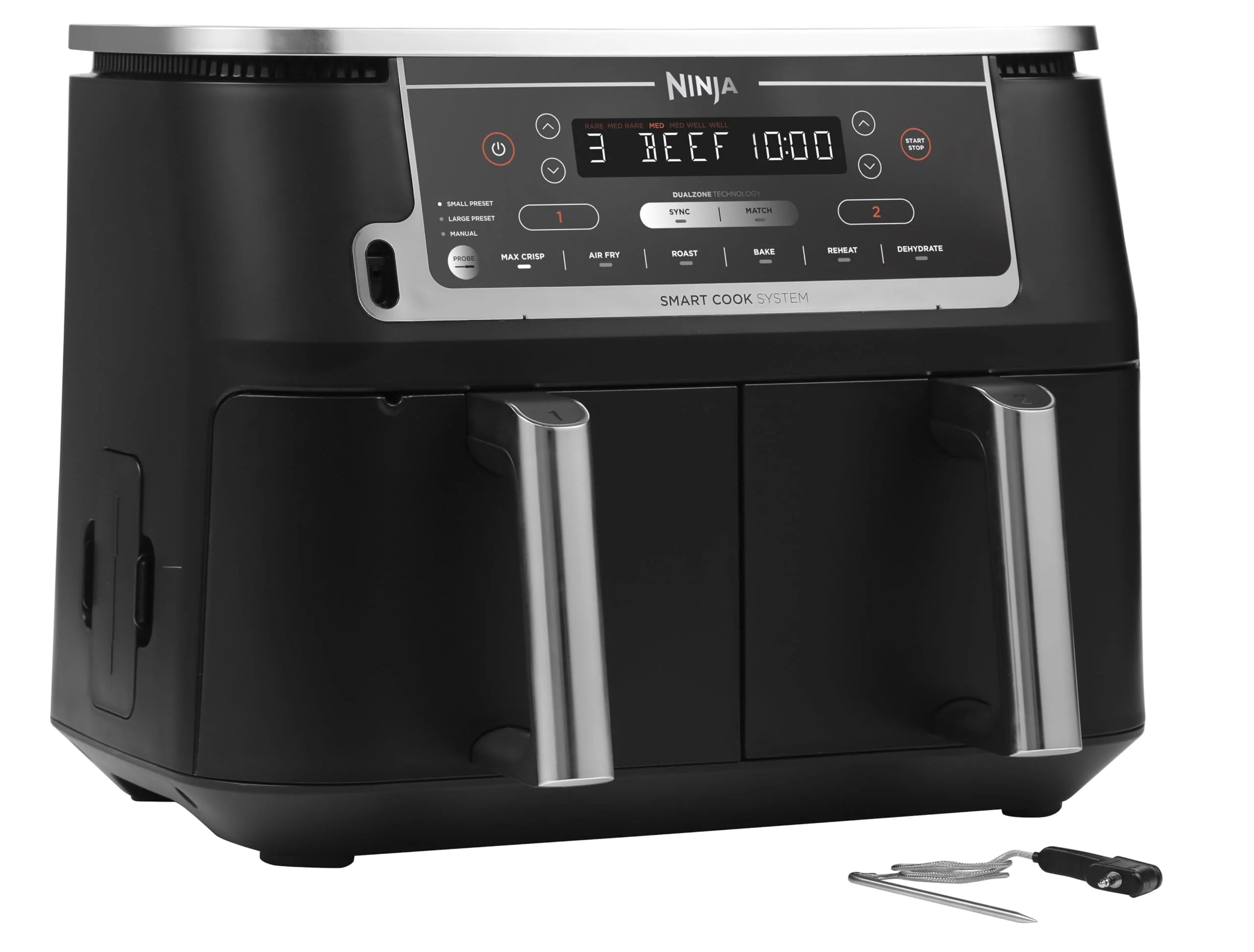 2025 Ninja AF451EU Foodi Max Freidora de Aire 9,5 L, 2470 W, Pantalla Táctil LED, Negro