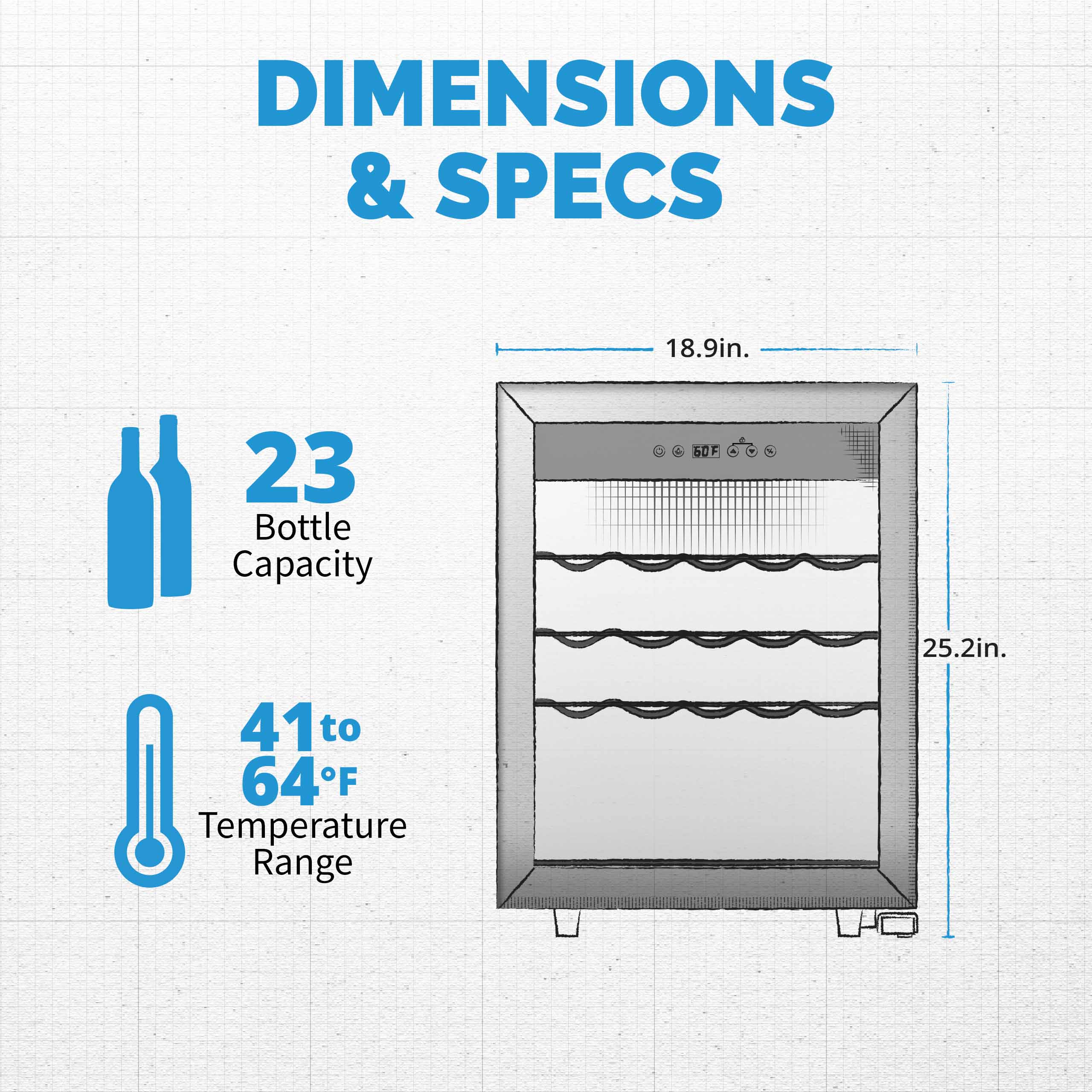 2025 Refrigerador de Vinos Independiente Newair® de Acero Inoxidable – 23 Botellas – 18,9"