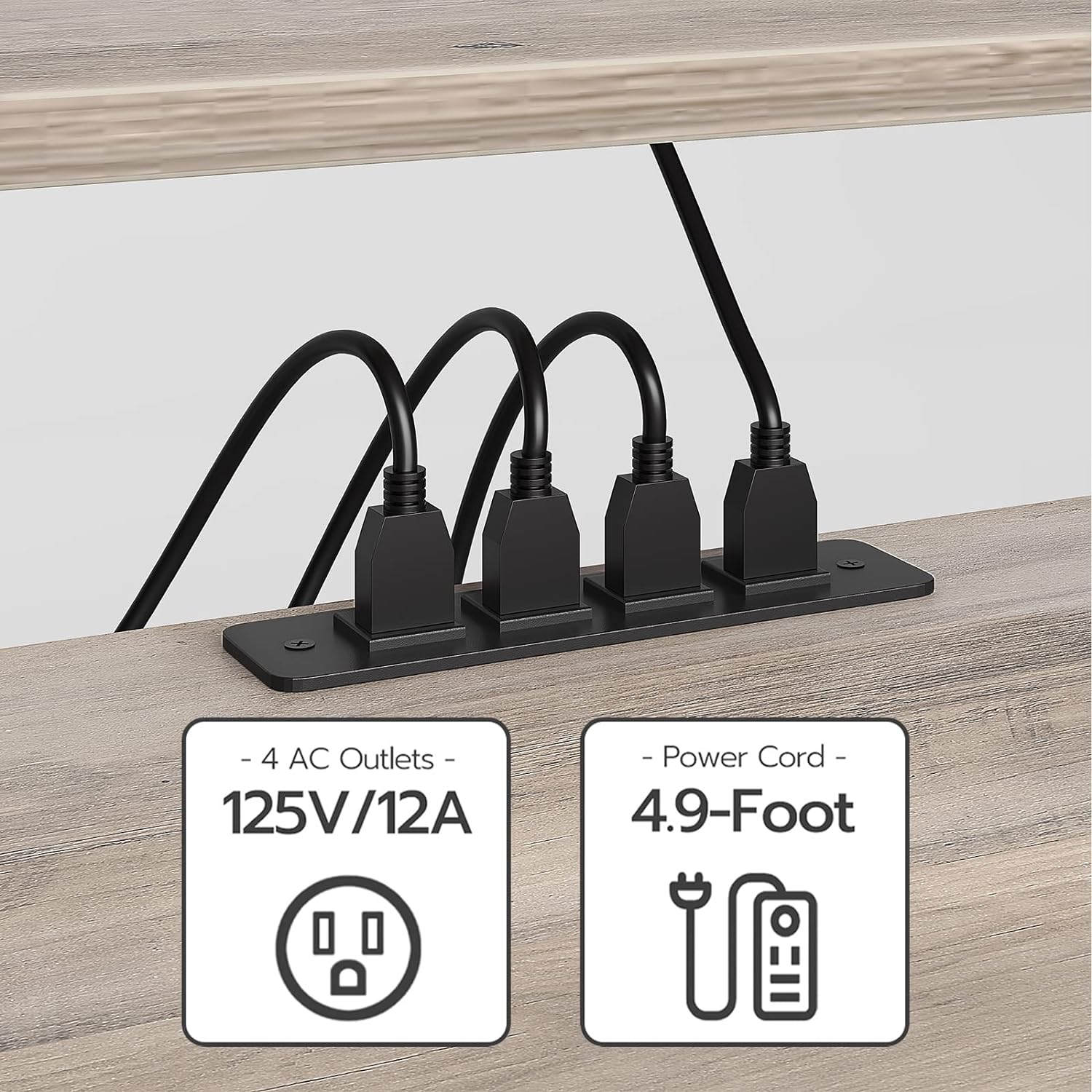 Mueble para TV con Enchufes Integrados para TVs de hasta 75 Pulgadas, Mesa Consola con Estantes Abiertos, Centro de Entretenimiento Industrial para Sala o Dormitorio, Color Marrón Rústico y Negro BF60DS01