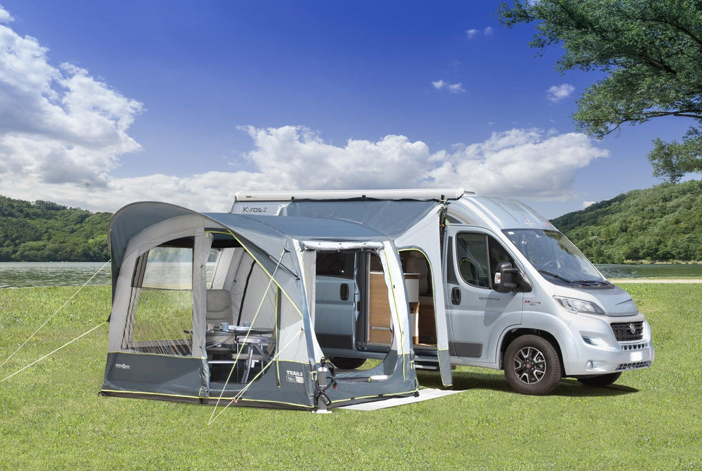 2025 Tienda autoportante para autobuses con estructura hinchable A.I.R. Tech – sin varillas, con vestíbulo de conexión, mosquiteras y protección contra la lluvia