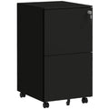 Archivador Móvil de Acero con 2 Cajones y Cerradura, Mueble de Oficina para Debajo del Escritorio, Negro
