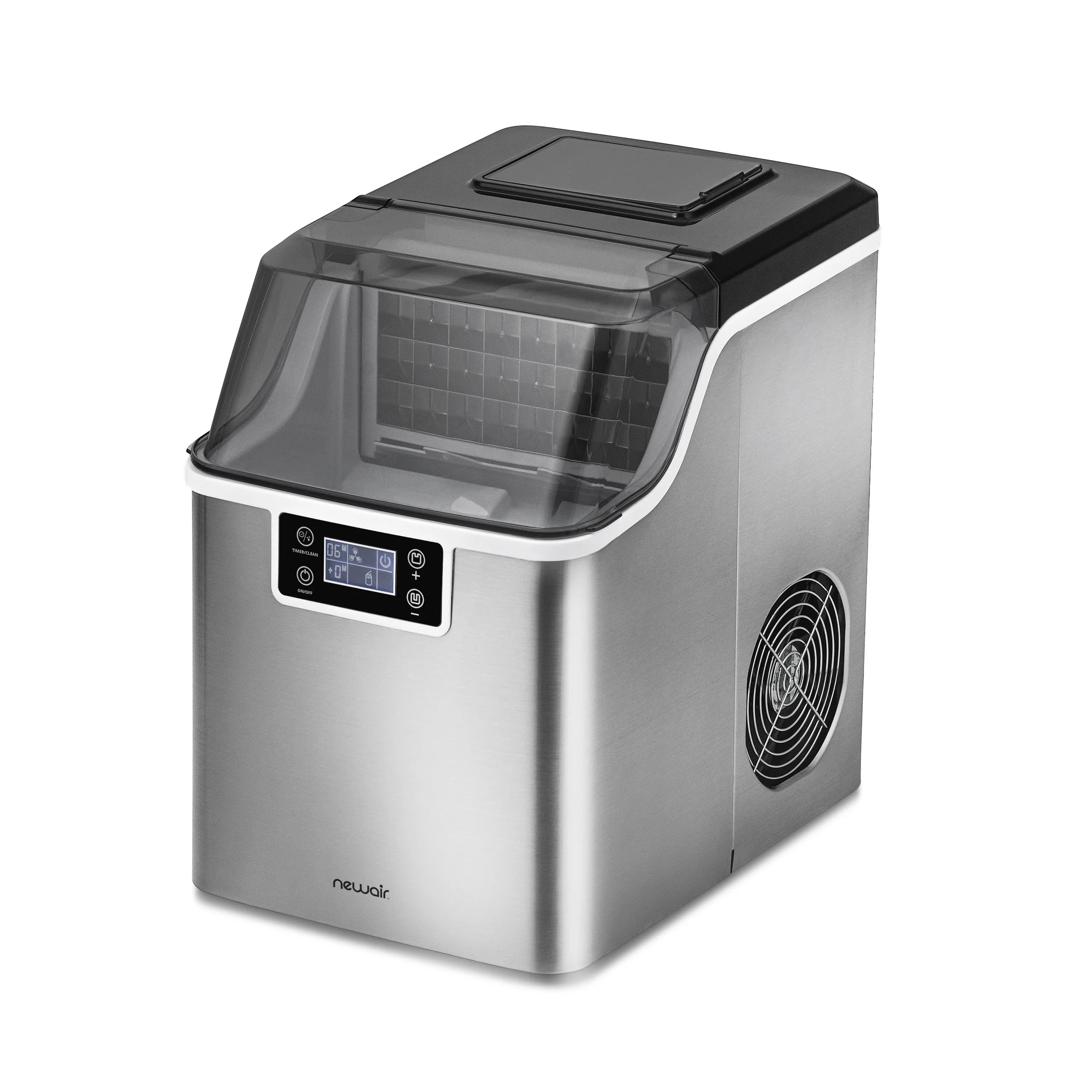 2025 Máquina de hielo de mostrador Newair® – Hielo transparente, 20 kg/día – Acero inoxidable