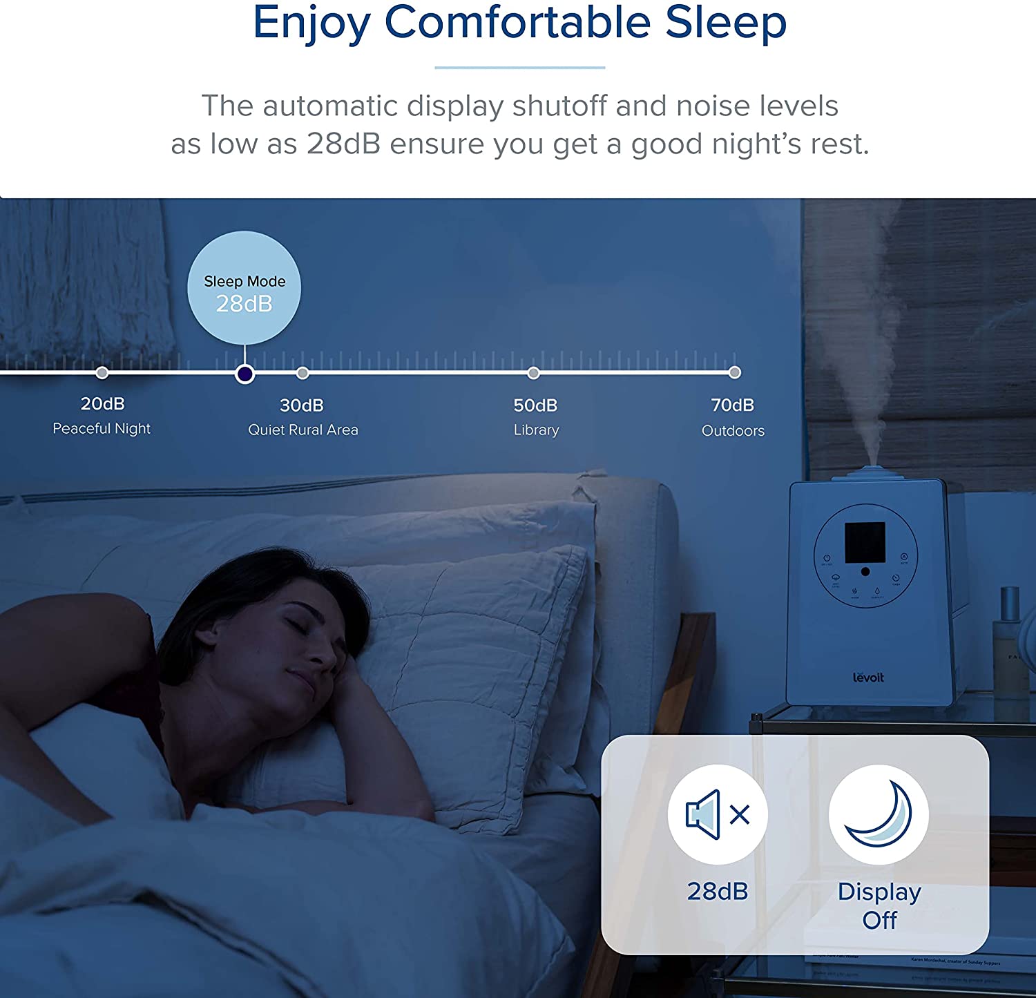 Humidificadores LEVOIT para Dormitorio y Habitaciones Grandes, 6L de Niebla Cálida y Fría para Familias y Plantas, con Sensor de Humedad Integrado