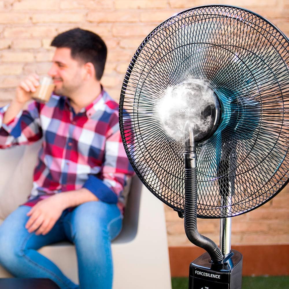 Ventilador con Nebulizador de Agua Fresca Cecotec EnergySilence 490 con Control Remoto, 90W, Diámetro 16", 5 Aspas, Depósito de 2.8L, Temporizador de 7.5h, Indicador LED y Oscilación
