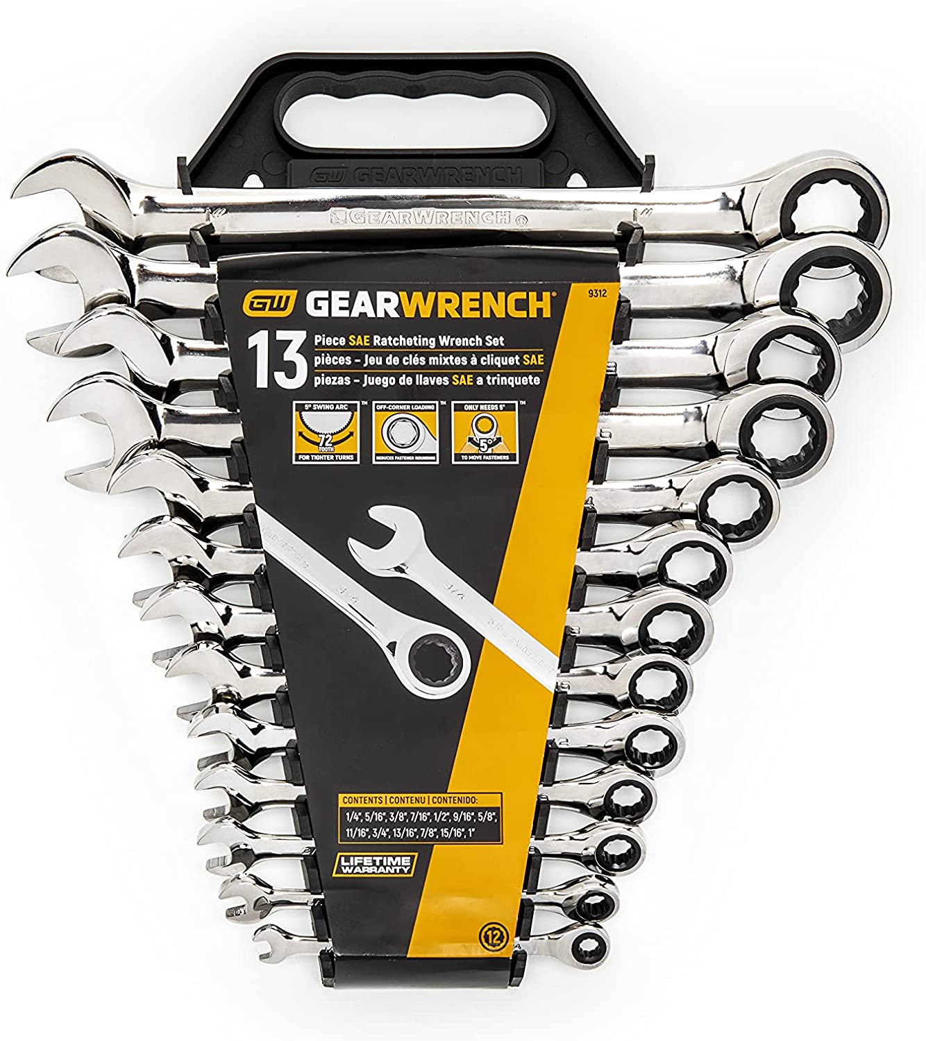 2025 Juego de Llaves Combinadas de 12 Puntos GEARWRENCH con Carraca