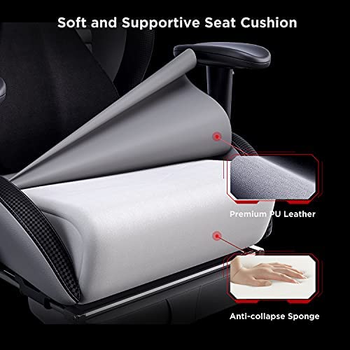 AutoFull Escritorio de Juego y Silla de Oficina con Soporte Lumbar Ergonómico, Estilo Racing, Cuero PU, Silla de Tarea Giratoria Ajustable de Espalda Alta para PC