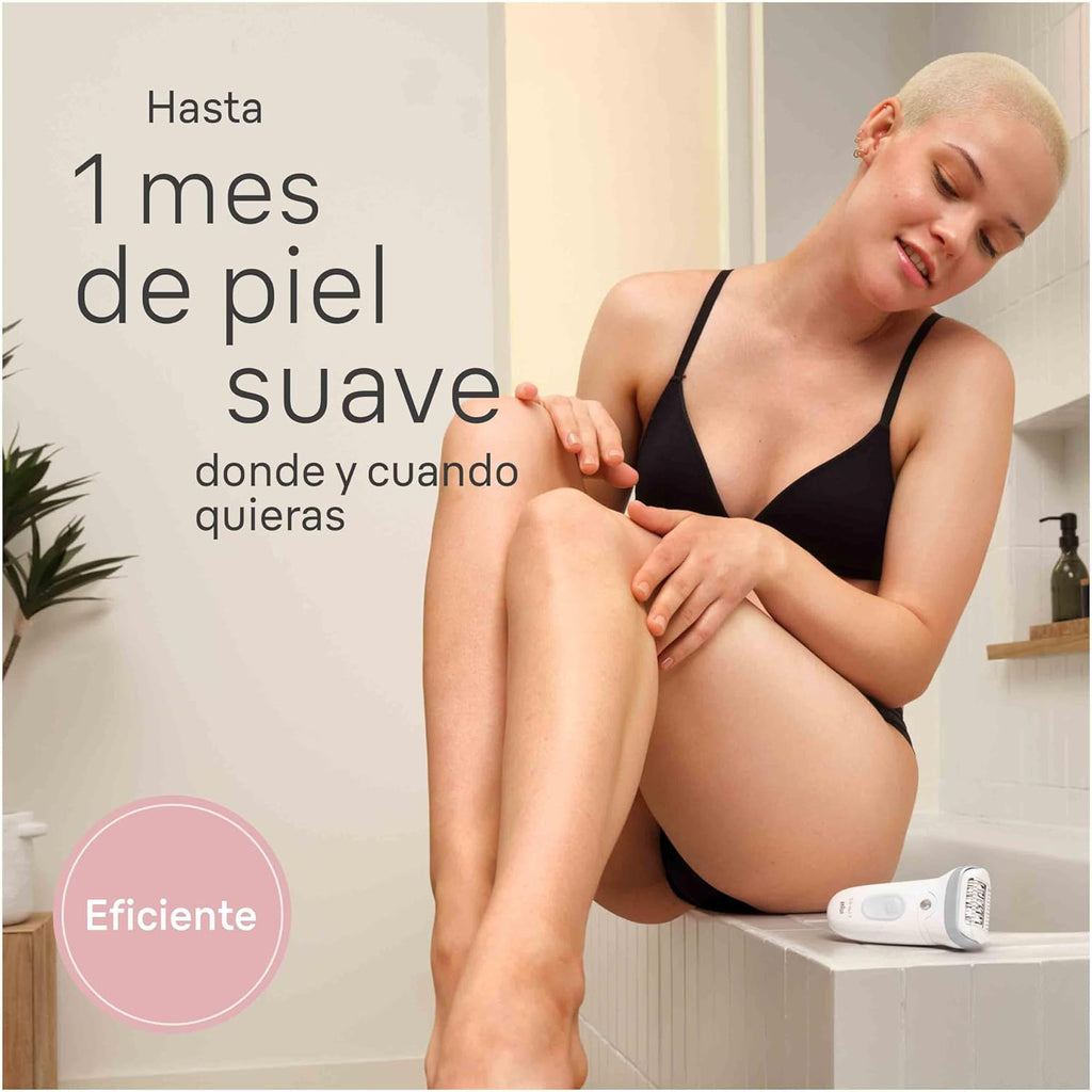 Braun Silk-épil 7, Depiladora Eléctrica para una Fácil Eliminación del Vello, Piel Suave y Duradera, Modelo 7-210, Blanco/Flamenco