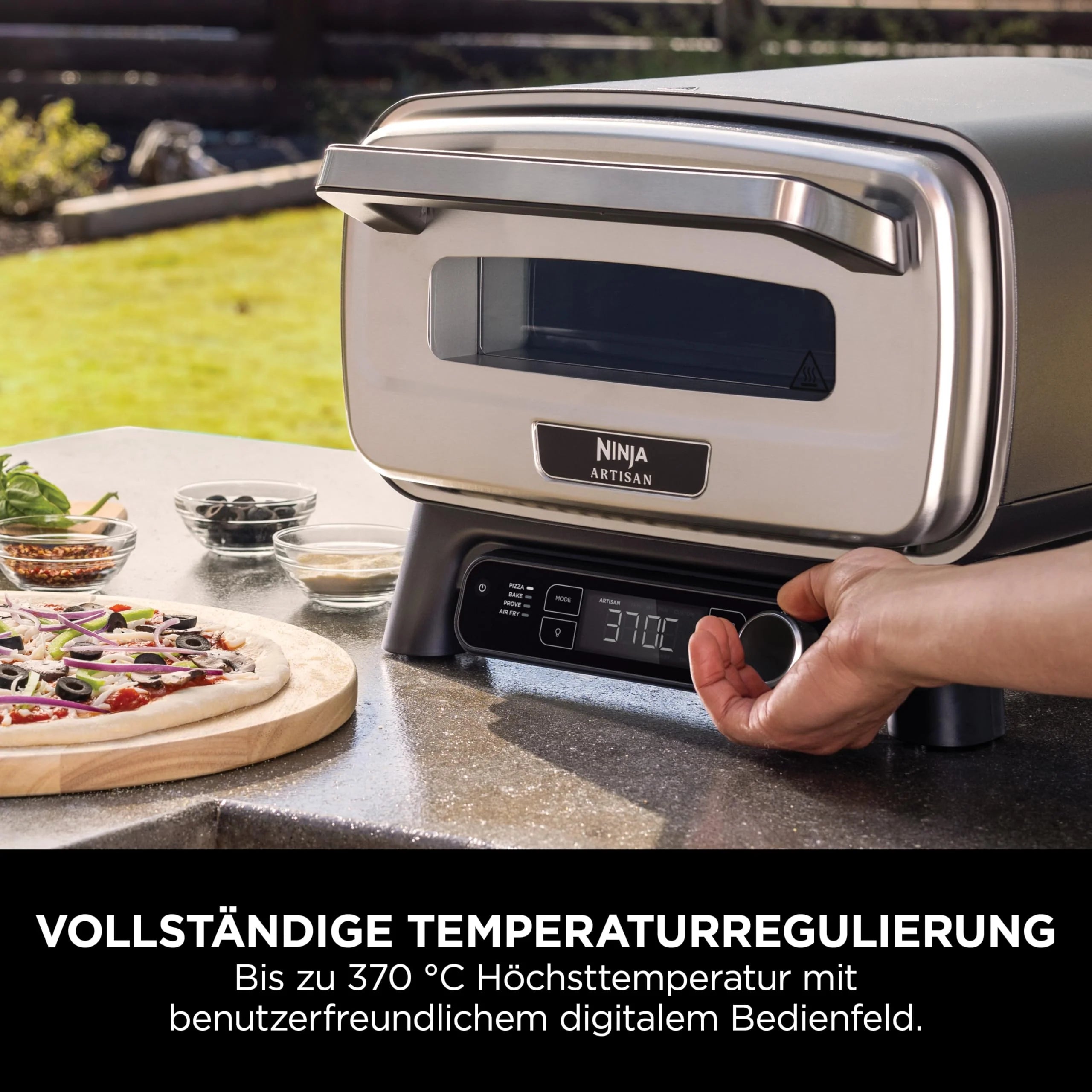 2025 Ninja Artisan Horno para Pizza Exterior y Freidora de Aire Caliente 4 en 1, 30 cm, Gris MO201EU