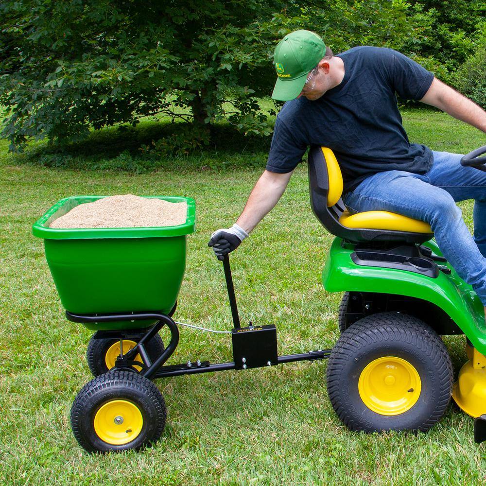 Esparcidor Remolcado John Deere de 175 lb con Tolva de Polietileno Antióxido – Compatibilidad Universal