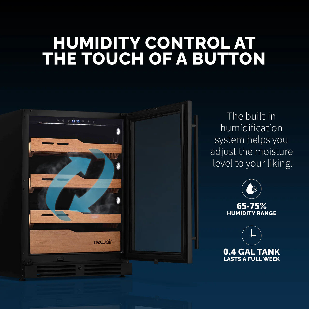 2025 Newair® Humidor Eléctrico para Puros, 1,500 Unidades – Empotrable o Independiente