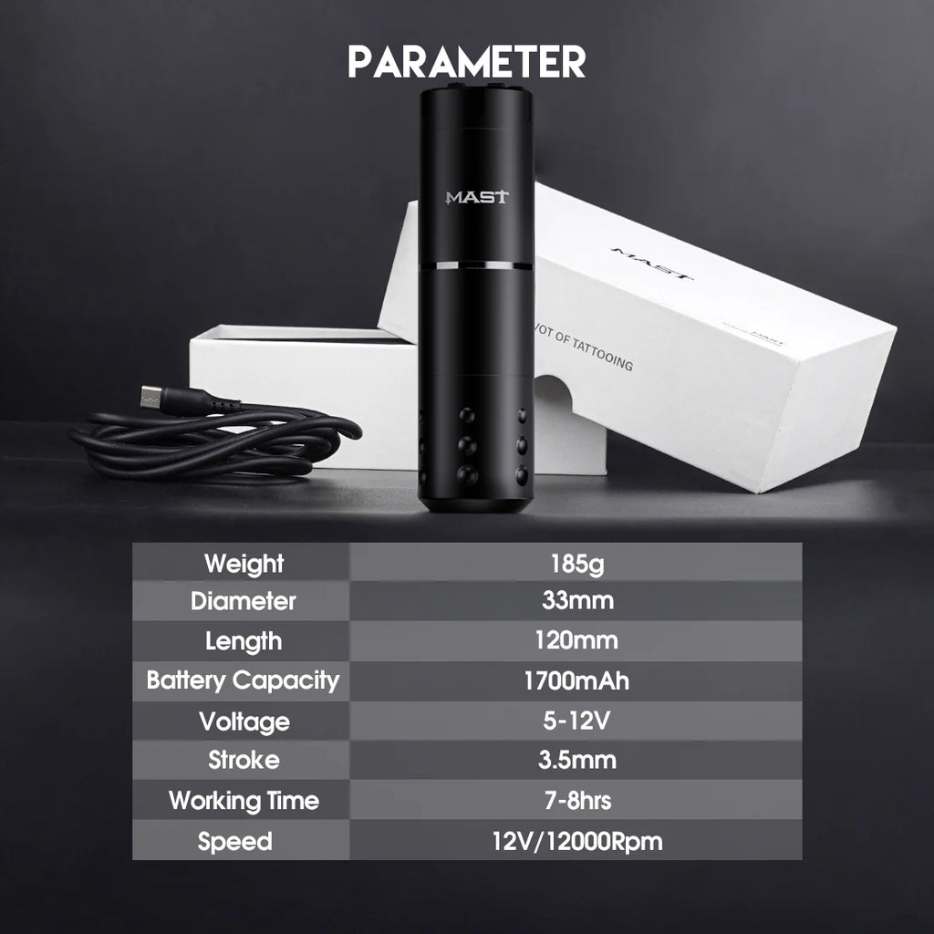 Máquina de Tatuaje Inalámbrica Mast A1 de Nueva Generación con Recorrido de 3.5 mm