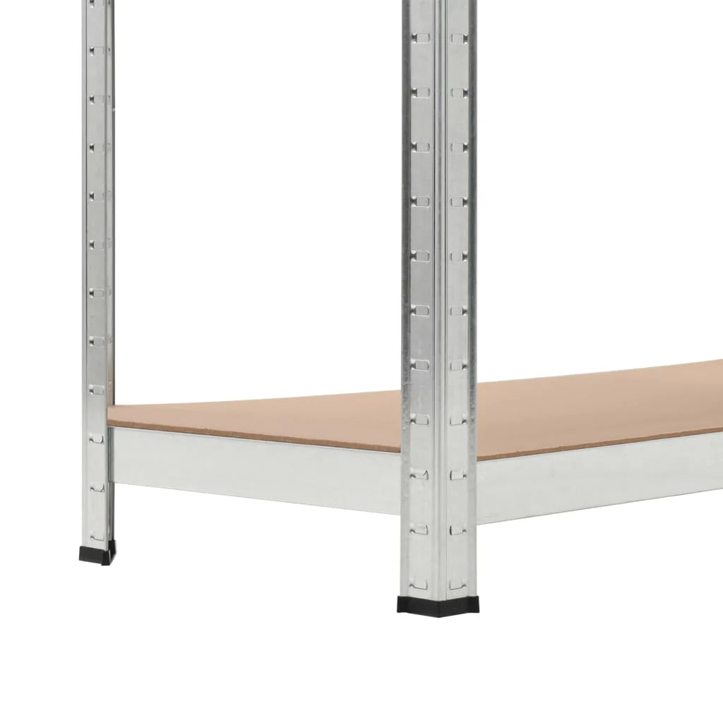 2025 Conjunto de 2 Estanterías de Almacenamiento Resistentes, Metal con MDF, 90 x 40 x 180 cm, Plateado