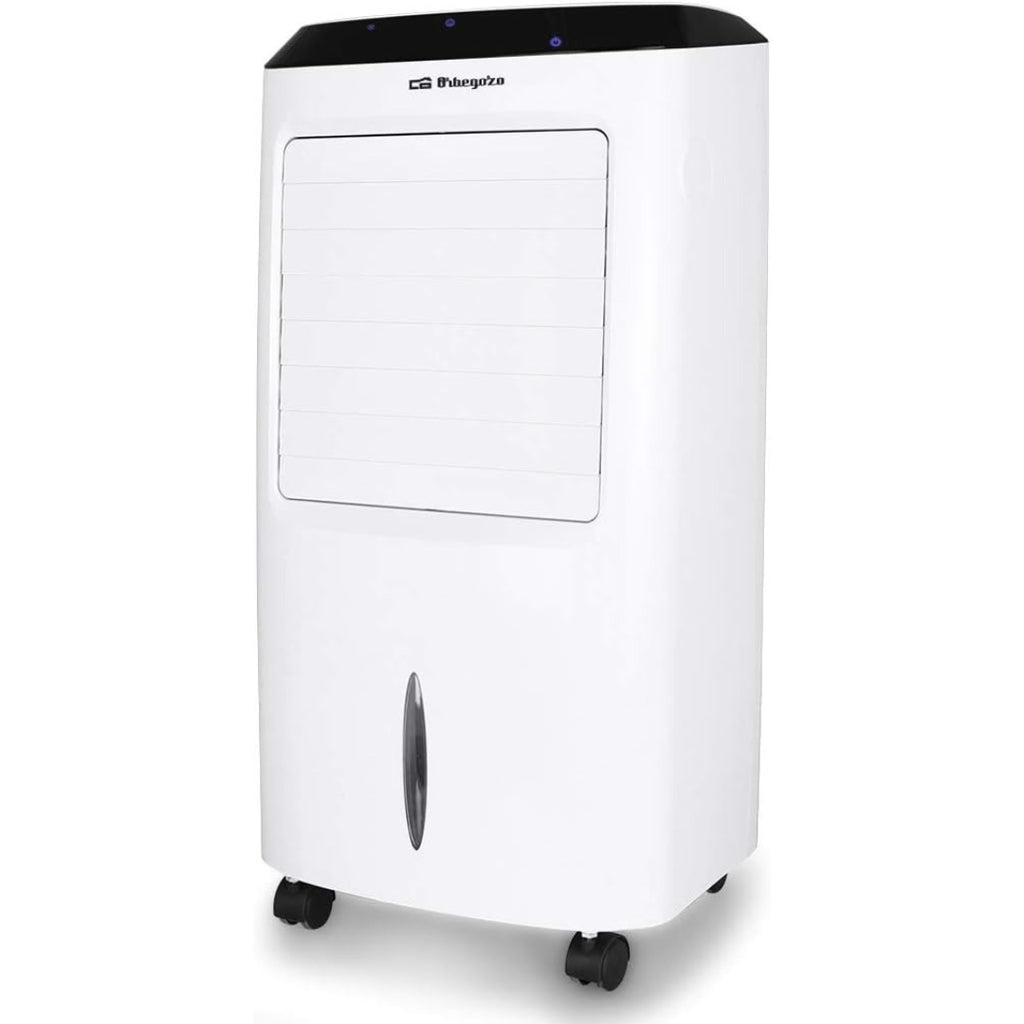 Orbegozo Air 52 – Aire Acondicionado Evaporativo 3 en 1, Depósito de 10 L, 65 W, 3 Velocidades, Temporizador Máximo de 8 Horas, Control Remoto, Acumuladores Fríos, Blanco